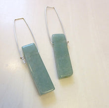 Load image into Gallery viewer, Aventurine Column Earrings, Sterling Silver Hoop Earrings