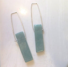 Load image into Gallery viewer, Aventurine Column Earrings, Sterling Silver Hoop Earrings