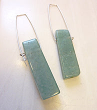 Load image into Gallery viewer, Aventurine Column Earrings, Sterling Silver Hoop Earrings