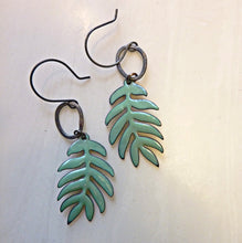 Load image into Gallery viewer, Enamel Leaf Earrings, Ash Tree Earrings