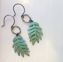 Load image into Gallery viewer, Enamel Leaf Earrings, Ash Tree Earrings