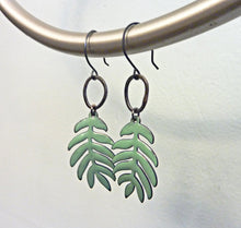 Load image into Gallery viewer, Enamel Leaf Earrings, Ash Tree Earrings