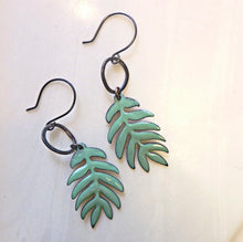 Load image into Gallery viewer, Enamel Leaf Earrings, Ash Tree Earrings