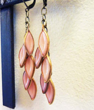 Load image into Gallery viewer, Cascading Leaves Earrings, Dusty Rose Pink Leaf Earrings
