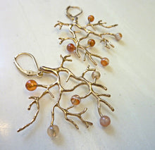 Load image into Gallery viewer, Carnelian Wild Branch Earrings, Bronze or Sterling Silver