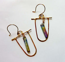 Load image into Gallery viewer, Tribal Rainbow Titanium Quartz Crystal Earrings