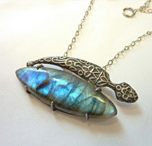 Load image into Gallery viewer, Labradorite Sword Necklace, Prong Set Sterling Silver