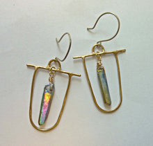 Load image into Gallery viewer, Tribal Rainbow Titanium Quartz Crystal Earrings