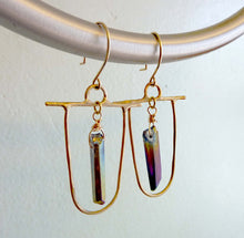Load image into Gallery viewer, Tribal Rainbow Titanium Quartz Crystal Earrings
