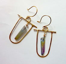 Load image into Gallery viewer, Tribal Rainbow Titanium Quartz Crystal Earrings