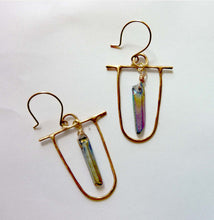 Load image into Gallery viewer, Tribal Rainbow Titanium Quartz Crystal Earrings