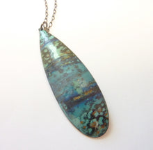 Load image into Gallery viewer, Japanese Landscape Teardrop Pendant, Copper Glass Enamel
