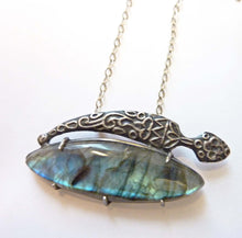 Load image into Gallery viewer, Labradorite Sword Necklace, Prong Set Sterling Silver