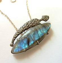 Load image into Gallery viewer, Labradorite Sword Necklace, Prong Set Sterling Silver