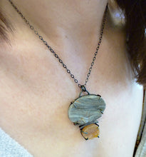 Load image into Gallery viewer, Double Druzy, Chalcedony Concha Agate Druzy, Orange Sun Druzy Quartz, Desert Sands Necklace
