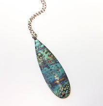 Load image into Gallery viewer, Japanese Landscape Teardrop Pendant, Copper Glass Enamel