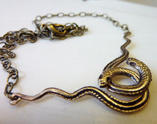 Load image into Gallery viewer, Medusa Entwined Snakes Necklace, Bronze or Sterling Silver