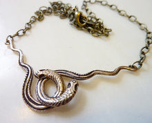 Load image into Gallery viewer, Medusa Entwined Snakes Necklace, Bronze or Sterling Silver