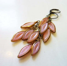 Load image into Gallery viewer, Cascading Leaves Earrings, Dusty Rose Pink Leaf Earrings