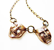 Load image into Gallery viewer, Comedy Tragedy Necklace, Bronze or Sterling Silver Theater Masks