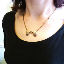 Load image into Gallery viewer, Comedy Tragedy Necklace, Bronze or Sterling Silver Theater Masks