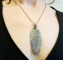 Load image into Gallery viewer, Leaf Relic Pendant, Sterling Silver Necklace With Embossed Fern Leaf