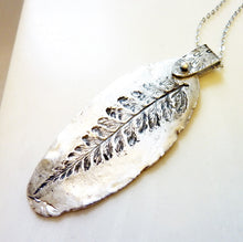 Load image into Gallery viewer, Leaf Relic Pendant, Sterling Silver Necklace With Embossed Fern Leaf