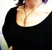 Load image into Gallery viewer, Cascading Leaves Necklace, Rare Dusty Rose Pink Beads