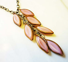 Load image into Gallery viewer, Cascading Leaves Necklace, Rare Dusty Rose Pink Beads