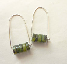 Load image into Gallery viewer, Green Jade Hoop Earrings