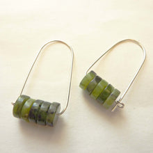 Load image into Gallery viewer, Green Jade Hoop Earrings