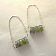 Load image into Gallery viewer, Green Jade Hoop Earrings
