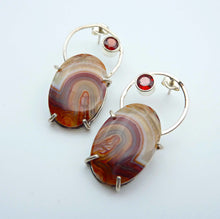 Load image into Gallery viewer, Laguna Lace Agate and Garnet Hoop Earrings