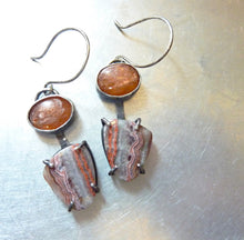 Load image into Gallery viewer, Laguna Lace Agate, Sunstone, Solar Earrings