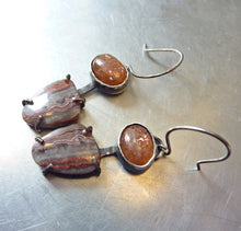 Load image into Gallery viewer, Laguna Lace Agate, Sunstone, Solar Earrings