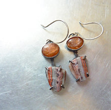 Load image into Gallery viewer, Laguna Lace Agate, Sunstone, Solar Earrings