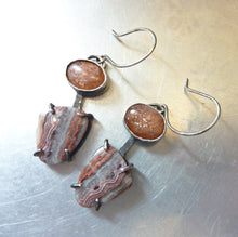Load image into Gallery viewer, Laguna Lace Agate, Sunstone, Solar Earrings