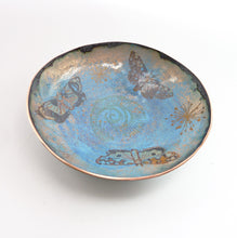 Load image into Gallery viewer, Flying Moths Enamel on Copper Hammered Bowl