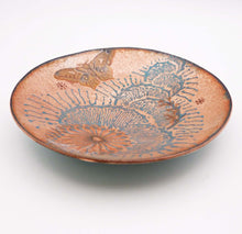 Load image into Gallery viewer, Moth and Flower Copper Enamel Bowl