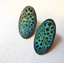 Load image into Gallery viewer, Enamel Butterfly Print Oval Post Earrings