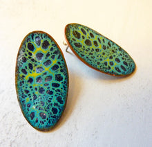 Load image into Gallery viewer, Enamel Butterfly Print Oval Post Earrings