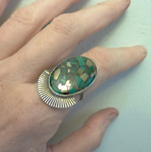 Load image into Gallery viewer, Malachite Pyrite Halo Ring, Size 8