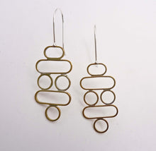Load image into Gallery viewer, Stacked Ovals and Circles Earrings, Modern Geometry
