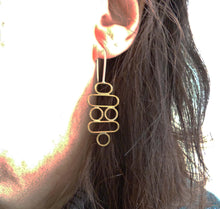 Load image into Gallery viewer, Stacked Ovals and Circles Earrings, Modern Geometry