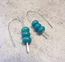 Load image into Gallery viewer, Stacked Turquoise Hoop Earrrings