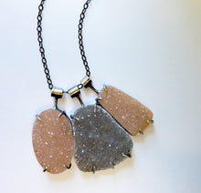 Load image into Gallery viewer, Triple Druzy Necklace, Statement Drusy Gemstone Pendant