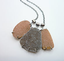 Load image into Gallery viewer, Triple Druzy Necklace, Statement Drusy Gemstone Pendant