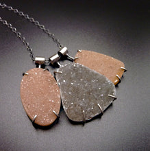 Load image into Gallery viewer, Triple Druzy Necklace, Statement Drusy Gemstone Pendant