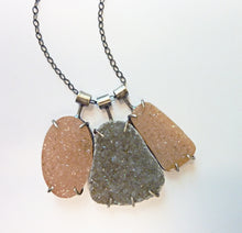 Load image into Gallery viewer, Triple Druzy Necklace, Statement Drusy Gemstone Pendant