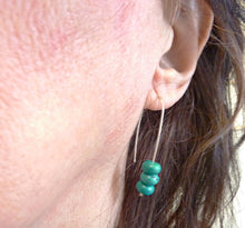 Load image into Gallery viewer, Stacked Turquoise Hoop Earrrings